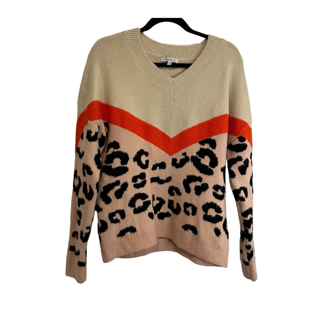 See and Be Seen Animal Print Chevron Stripe Colorblock Sweater Womens Size S